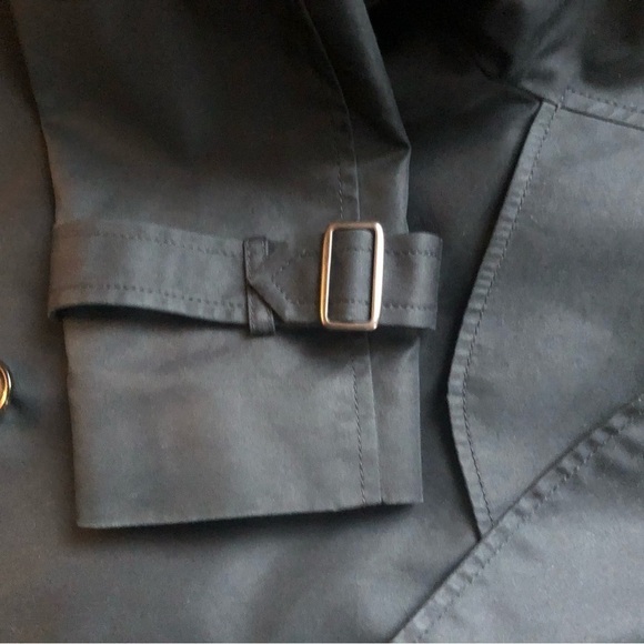 Coach Short Double Breasted Trench Coat Sz. M Black Pockets Flawed Belt MIA - Picture 6 of 6